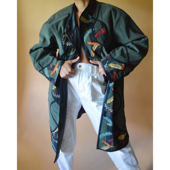 90s Vintage Reversible Leather Trench Coat - Picture 3 of 4